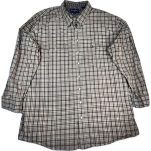 Panhandle Select Men's 4XL Plaid Western Shirt Stretch Cotton Long Sleeve Brown